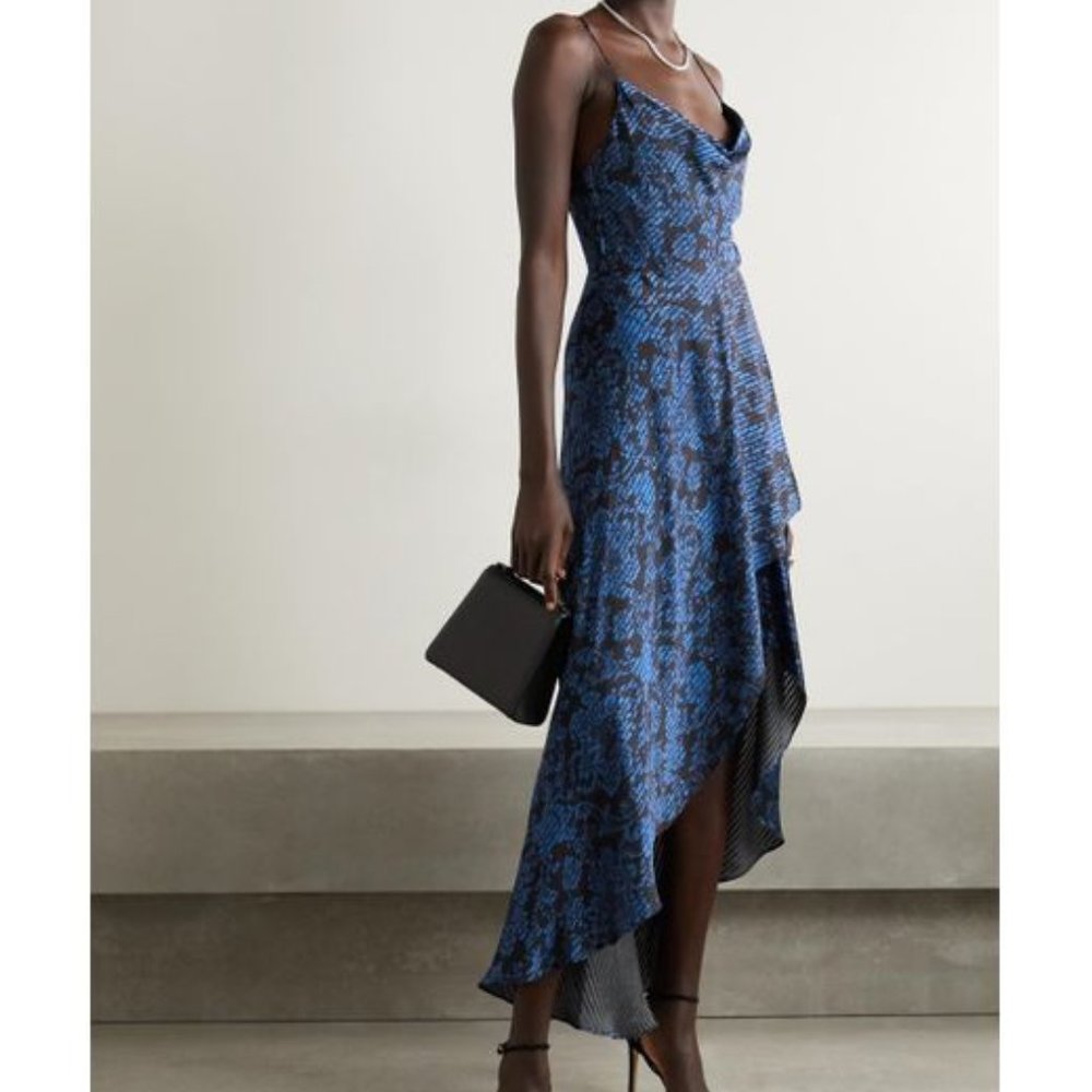 Alice + Olivia Women's Black Christina Draped Floral-print Satin-twill And Voile